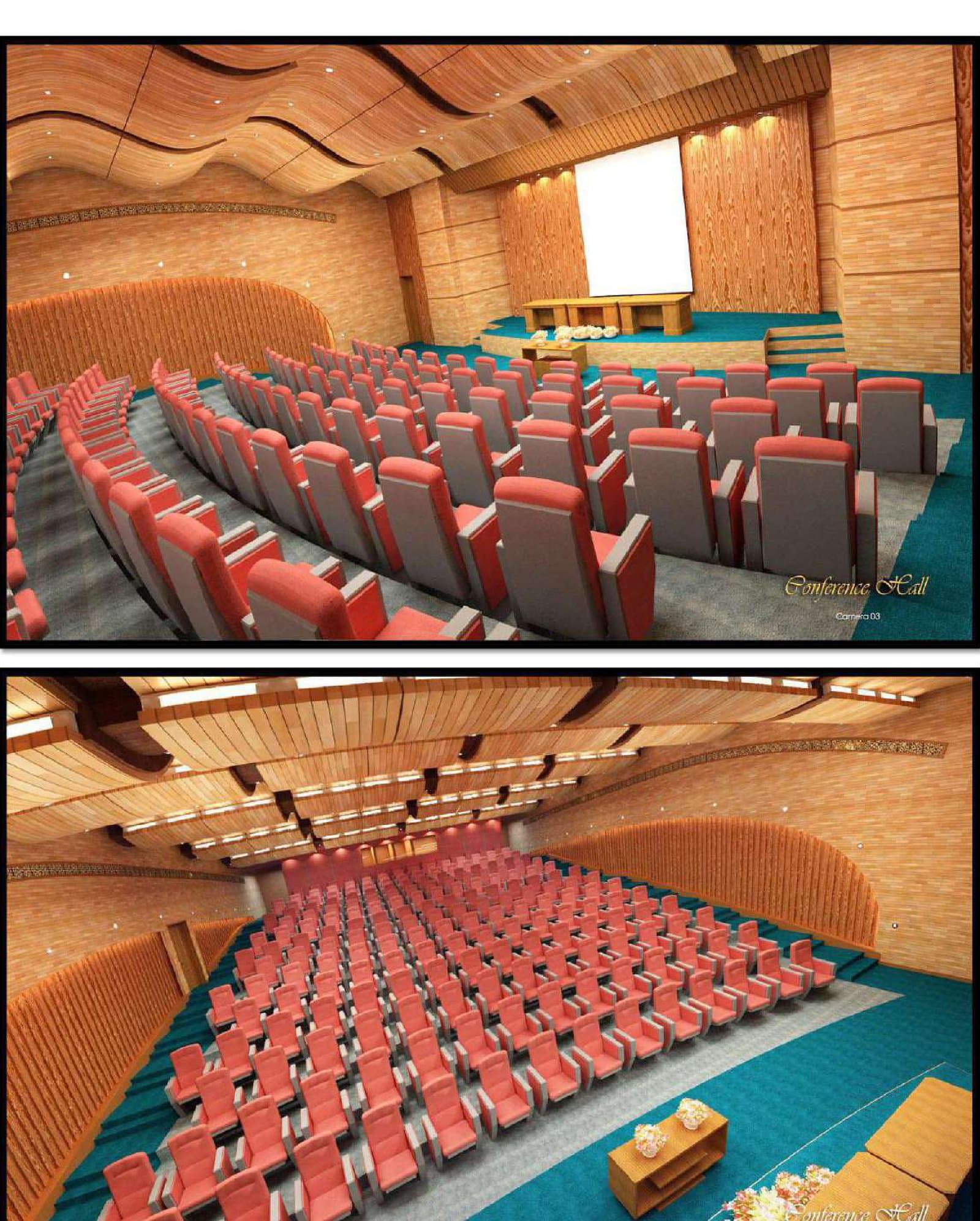 Conference hall with 400-seat tiered seating